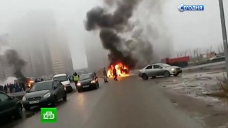В Петербурге после расстрела машины омоновец погиб в горящем авто