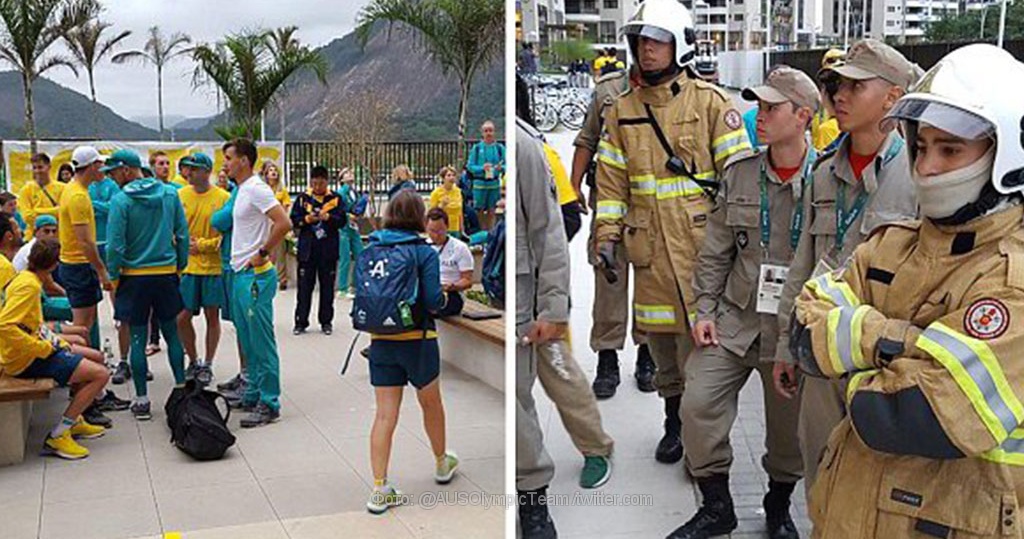 Новости рио сегодня. Пожар в олимпийской деревне сегодня. В олимпийской деревне в защитных костюмах в кафе.