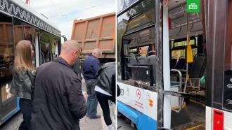 Грузовик столкнулся с трамваем на юге Москвы