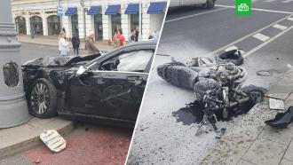 Мотоциклист и пешеход пострадали в ДТП в центре Москвы